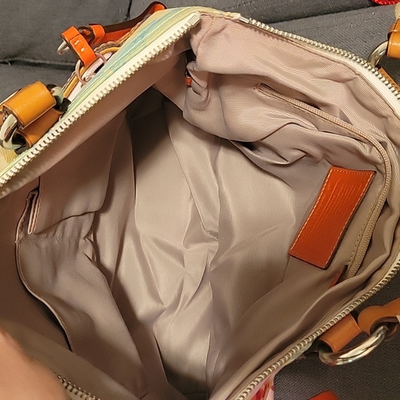 Coach Signature Multicolor Satin Leather Tote - Picture 11 of 12